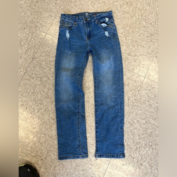 7 For All Mankind Kids Dark Wash "Slimmy" Jeans Size 8 - Picture 2 of 7